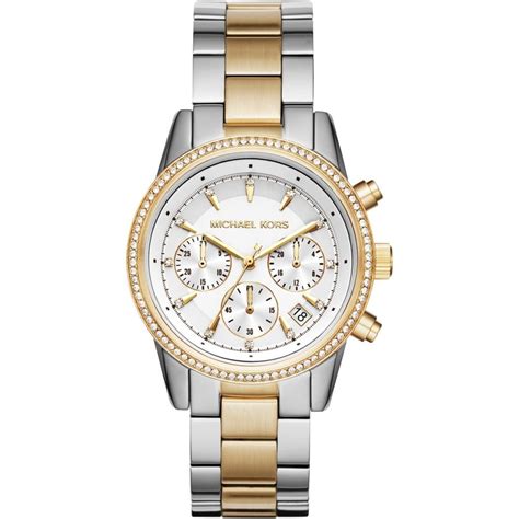 michael kors womens ritz two-tone chronograph watch|michael kors black watches women.